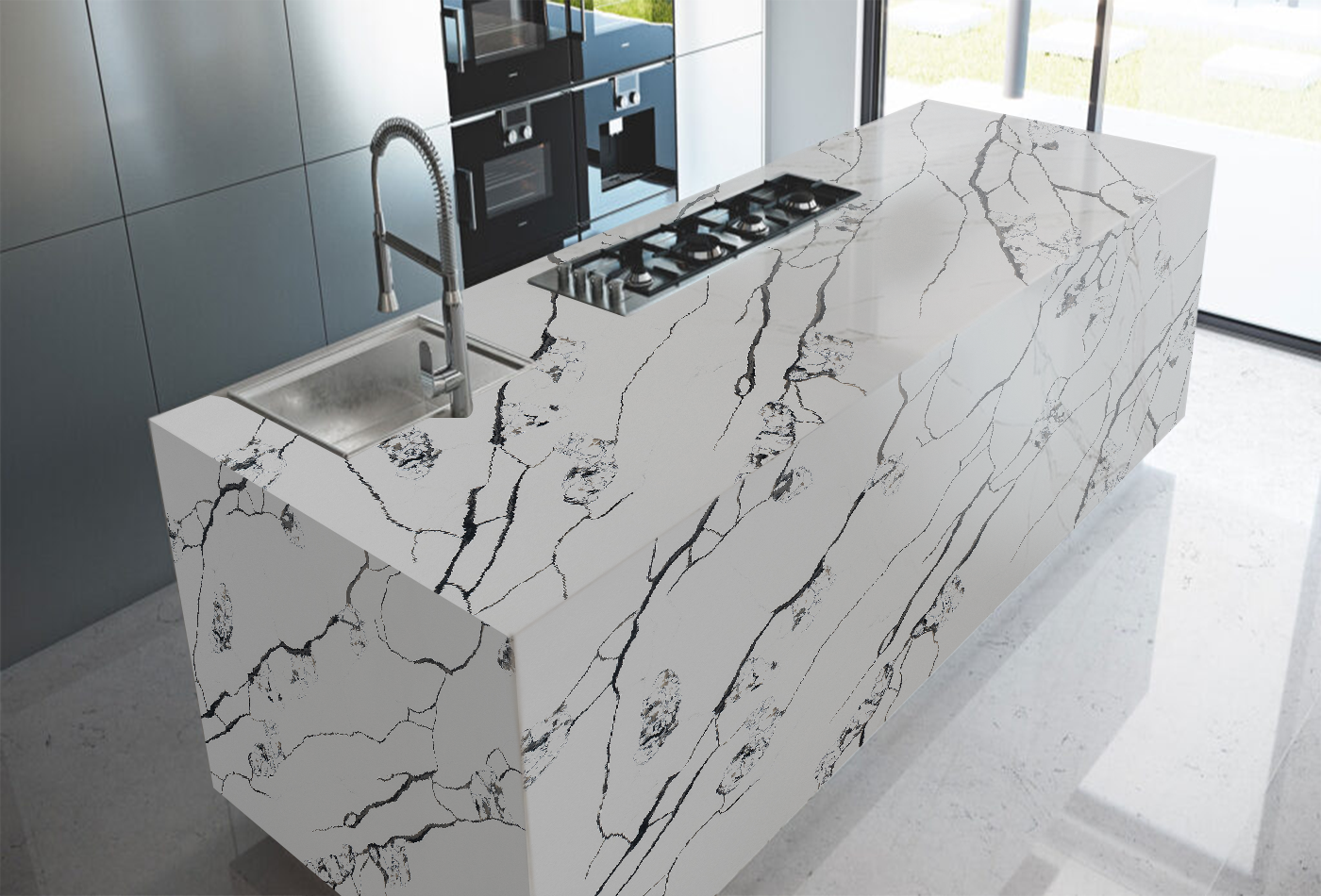 Quartz Worktop - Calacatta Sydney Black